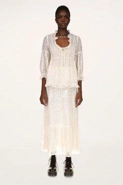 Anna Sui Aesthetic Eyelet Skirt Cream