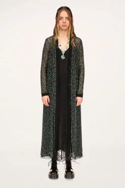 Anna Sui Lily Of The Valley Mesh Cardigan Black Resort '22