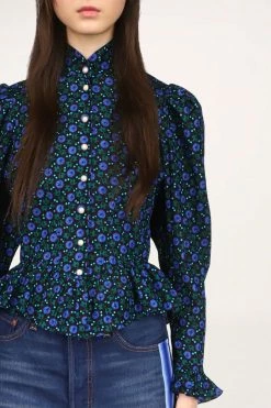Resort '22 Anna Sui X Batsheva Grace Top Cornflower