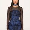 Anna Sui Denim Eyelet Embroidery Corset Resort '22