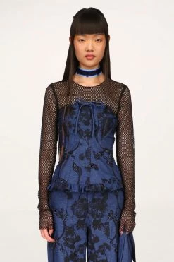 Anna Sui Denim Eyelet Embroidery Corset Resort '22