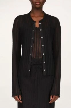 Anna Sui Resort '22 Ruffle Knit Lace Cami Black