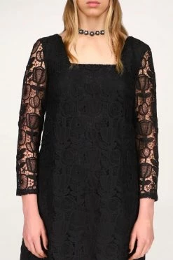 Anna Sui Resort '22 Garden Lace Madonna Dress Black