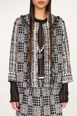 Anna Sui Resort '22 Rose Trellis Tweed Jacket <br> Black 8 Anna Sui Resort '22 Rose Trellis Tweed Jacket Black