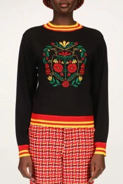 Anna Sui Resort '22 Beetle Sweater Red