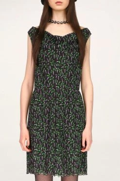 Anna Sui Resort '22 Lily Of The Valley Mesh Dress Black