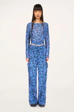 Anna Sui Field Flower Mesh Pants Cornflower Resort '22