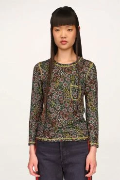 Anna Sui Wonder Flower Knit Top Red Resort '22