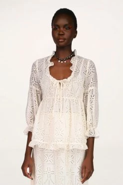 Anna Sui Aesthetic Eyelet Top Cream Resort '22
