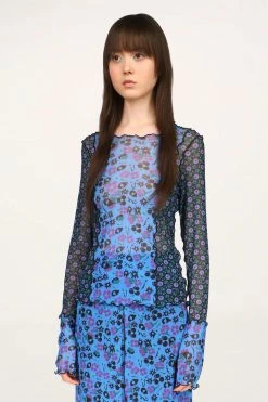 Anna Sui Field Flower And Rosy Dot Top Cornflower