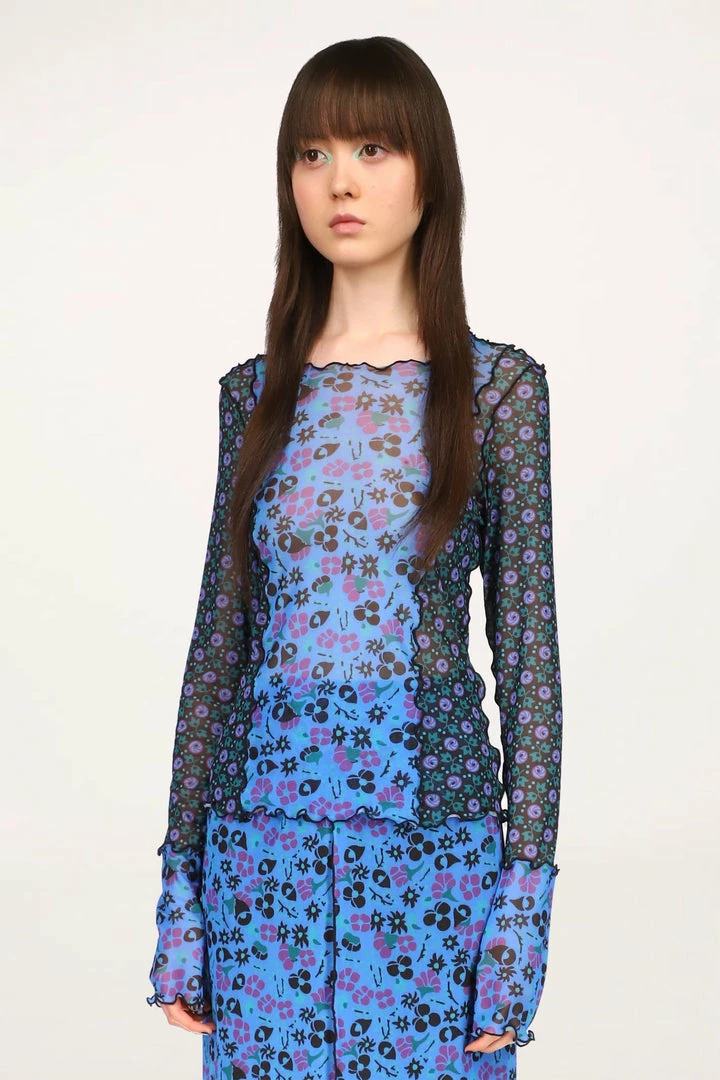 Anna Sui Field Flower And Rosy Dot Top <br> Cornflower 3 Anna Sui Field Flower And Rosy Dot Top Cornflower