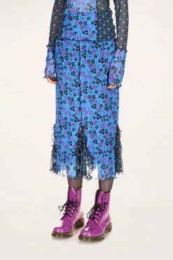 Anna Sui Field Flower And Rosy Dot Skirt Cornflower Resort '22