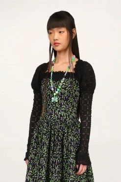 Anna Sui Resort '22 Pucker Flower Lace Top Black