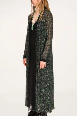 Anna Sui Lily Of The Valley Mesh Cardigan Black Resort '22