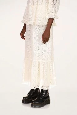 Anna Sui Aesthetic Eyelet Skirt Cream