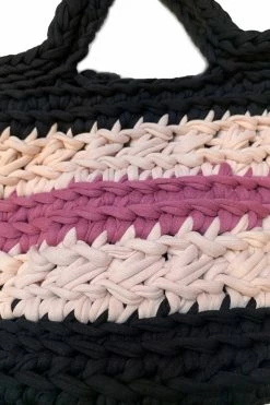 Anna Sui Upcycled Collection Recycled T-shirt Crochet Bag In Raspberry