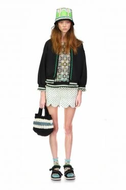 Anna Sui Recycled T-shirt Crochet Bag In Steel