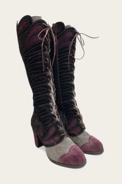 Fall / Winter '21 Anna Sui X John Fluevog Elita Tall Boot In Purple Suede