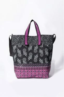 Kuipo ACCESSORIES Posies & Pop Flowers Tote Bag In Black And Purple