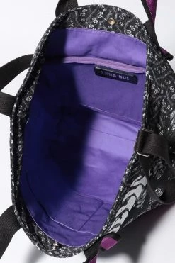 Kuipo ACCESSORIES Posies & Pop Flowers Tote Bag In Black And Purple