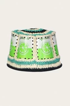 Anna Sui Upcycled Collection Recycled Crochet Hat In Lime