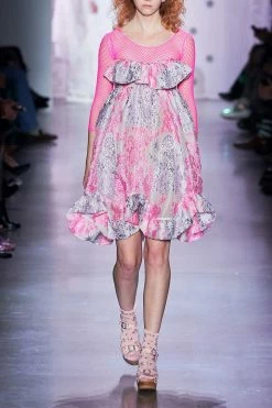 Anna Sui Metallic Floral Jacquard Dress