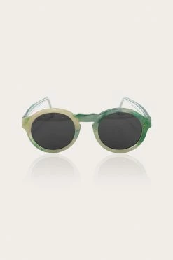 Anna Sui ACCESSORIES Recycled Acetate Round Sunglasses In Jade Multi