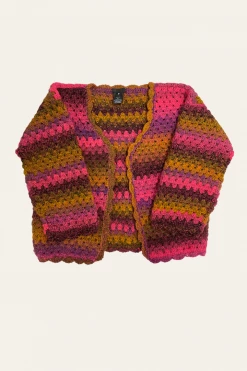 Anna Sui Ombre Hand Crochet Cardigan By Konry KRaspberry
