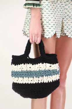 Anna Sui Recycled T-shirt Crochet Bag In Steel