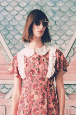 Anna Sui ACCESSORIES Recycled Acetate Square Sunglasses In Rose