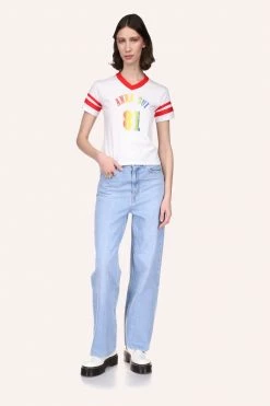 Anna Sui 81 V Neck Rainbow Football Tee Spring '22