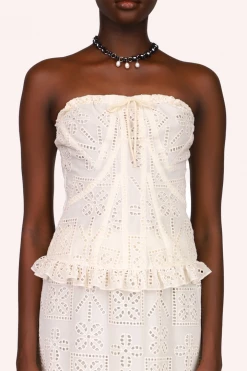 Anna Sui Aesthetic Eyelet Corset Top Cream Resort '22