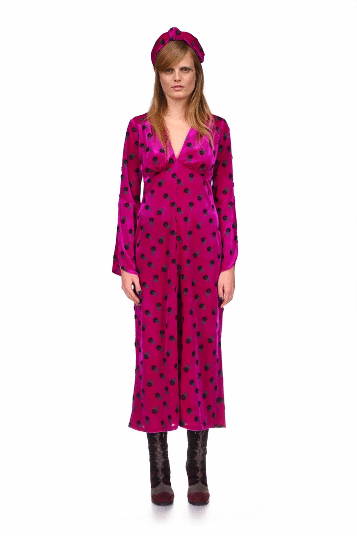 Anna Sui Fall / Winter '21 Wonderwall Velvet Headband <br> Fuchsia 5 Anna Sui Fall / Winter '21 Wonderwall Velvet Headband Fuchsia