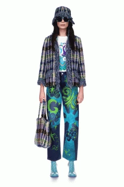 Anna Sui Technicolor Tartan Tote Bag Lilac