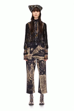 Anna Sui Fall / Winter '21 Ditsy Blooms Top Black