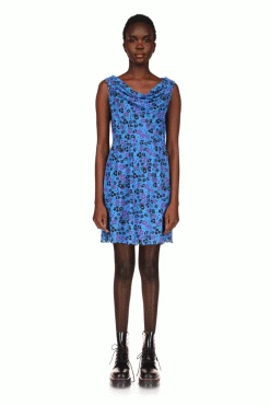 Anna Sui Field Flower Mesh Dress Cornflower