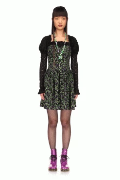 Anna Sui Resort '22 Pucker Flower Lace Top Black