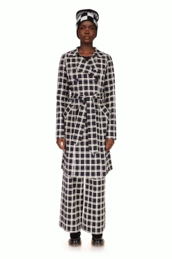 Anna Sui Windowpane Coat Black Resort '22