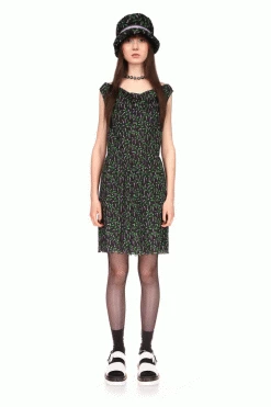 Anna Sui Resort '22 Lily Of The Valley Mesh Dress Black