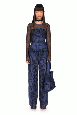 Anna Sui Denim Eyelet Embroidery Corset Resort '22