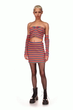 Anna Sui Summer '22 Rainbow Stripe Tube Top Rainbow