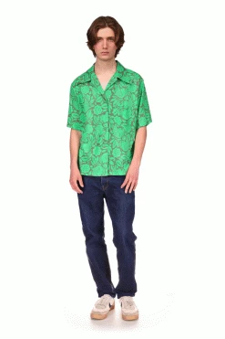 Anna Sui Bird Of Paradise Button Down Top Glo Green Spring '22