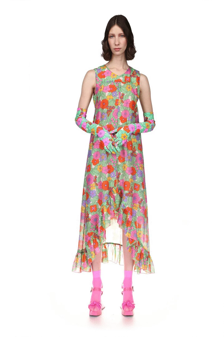 Anna Sui Beckoning Blossoms Gloves <br> Marigold 6 Anna Sui Beckoning Blossoms Gloves Marigold