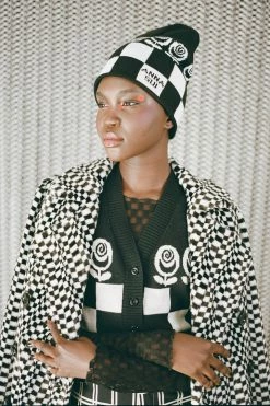 Anna Sui Resort '22 Checkered Knit Mesh Top Black