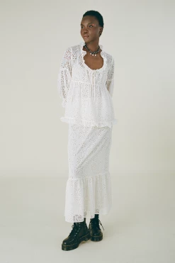 Anna Sui Aesthetic Eyelet Top Cream Resort '22