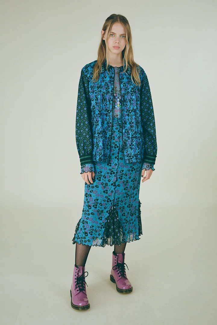 Anna Sui Field Flower And Rosy Dot Top <br> Cornflower 4 Anna Sui Field Flower And Rosy Dot Top Cornflower