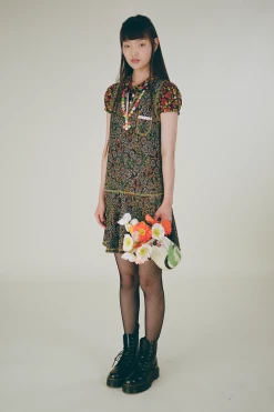 Anna Sui Resort '22 Wonder Flower Knit Dress Red