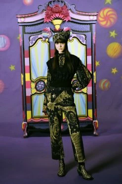 Anna Sui Fall / Winter '21 Ditsy Blooms Top Black